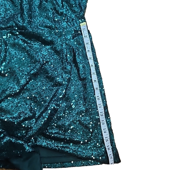 Lulus Green Sequin Faux Wrap Cocktail Mini Dress XL - Picture 14 of 14